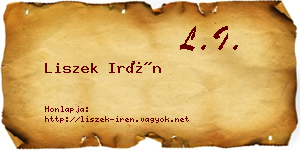 Liszek Irén névjegykártya